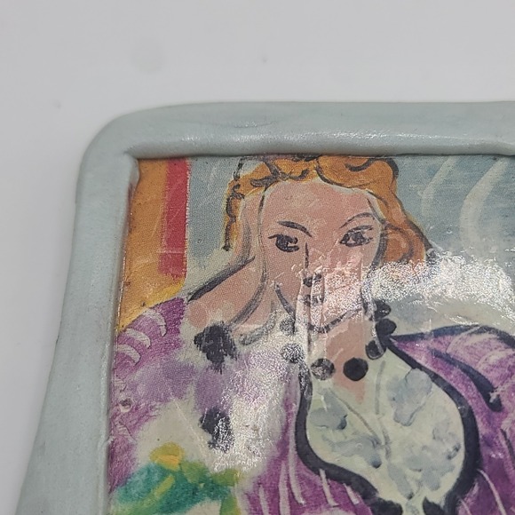 Vintage Matisse Brooch Lady Purple Robe Signed - Picture 3 of 13